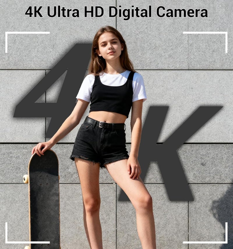 ceye Digital Camera, FHD 4K Compact Cameras with 64GB SD Card 2 Batteries, Portable Travel Digital Camera with 16X Autofocus Digital Zoom Small Camera for Teens Kids Boys Girls - Image 2